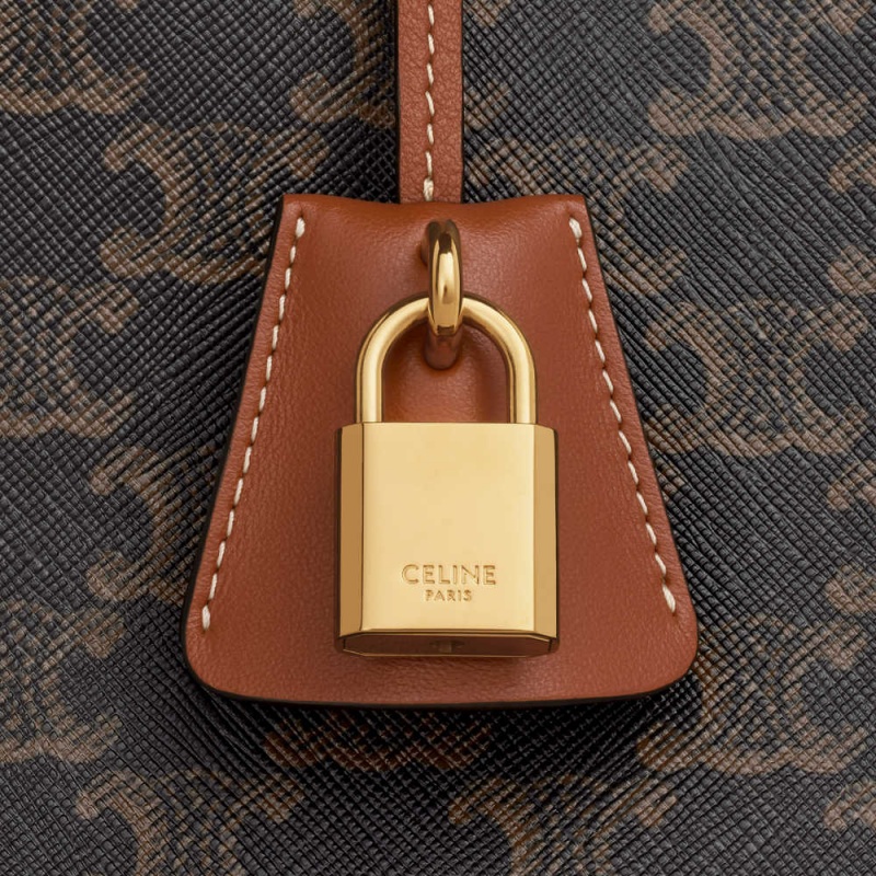 Celine Horizontal Cabas In And Calfskin Triomphe Canvas Braun | CL-593142