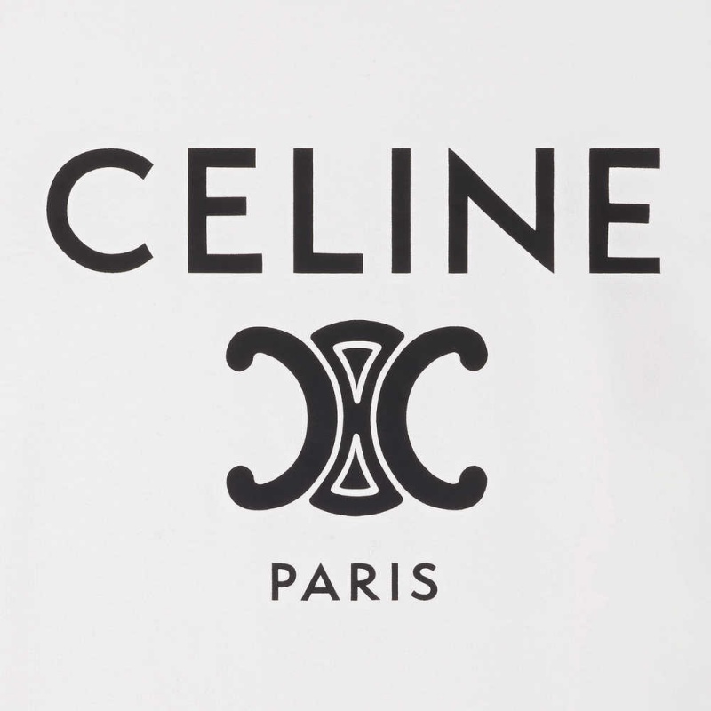 Celine In Baumwoll Jersey T-shirt Weiß Navy Schwarz | CL-592783