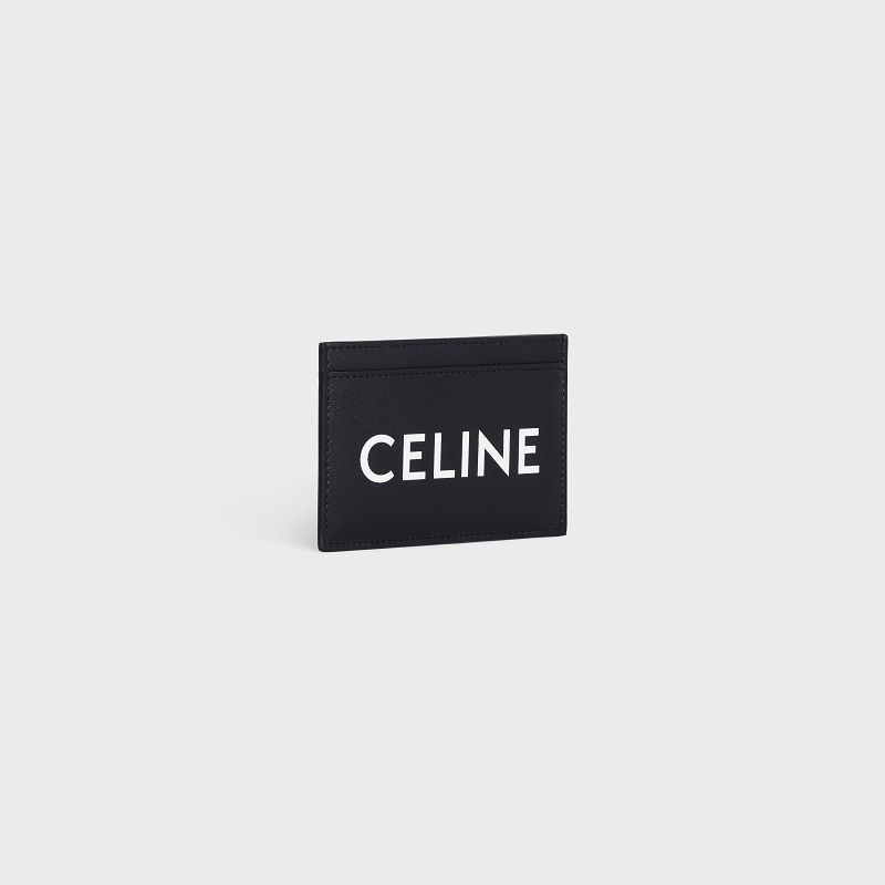 Celine In Smooth Calfskin With Celine Print Kartenhülle Schwarz | CL-591804