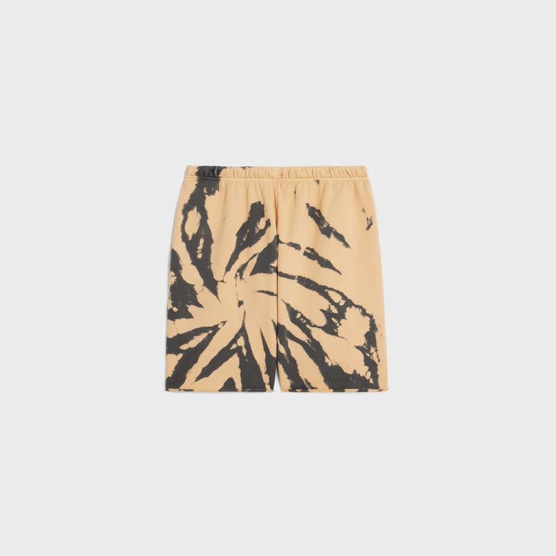 Celine In Tie-dye Baumwoll Fleece Kurze Hose Grau Beige Schwarz | CL-592079