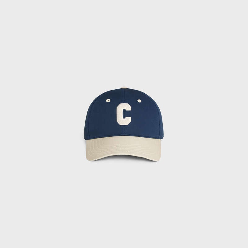 Celine Initial Baseball In Baumwoll Kappe Navy Beige | CL-591700