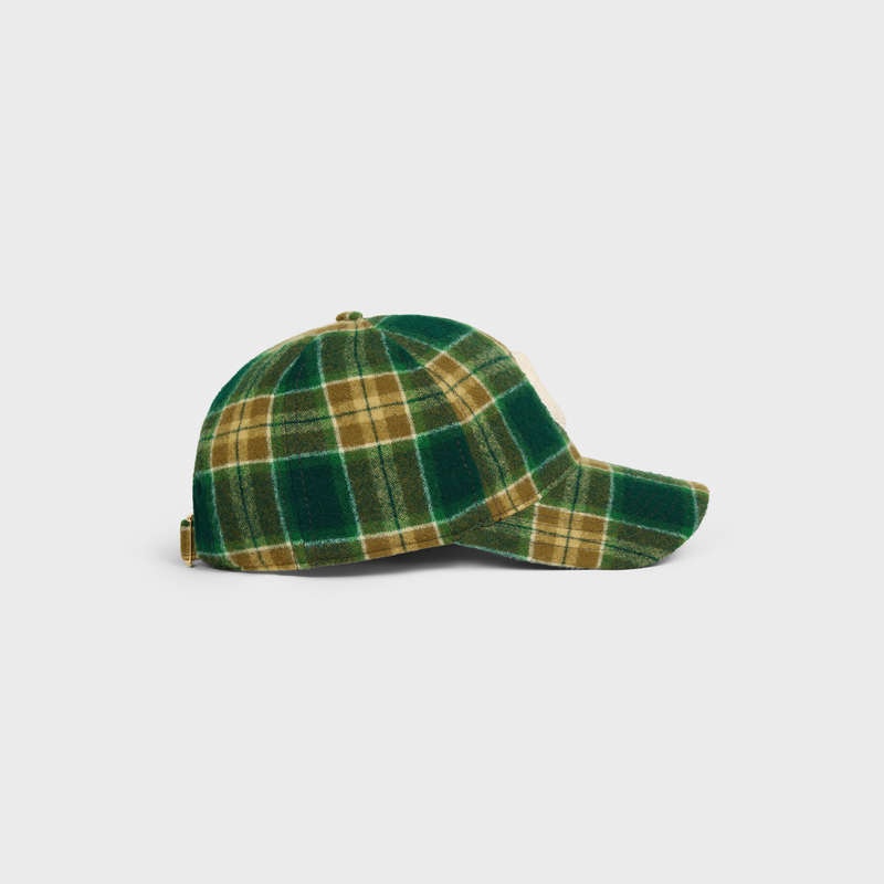 Celine Initial Snapback In Checked Wolle Kappe Mehrfarbig | CL-591698