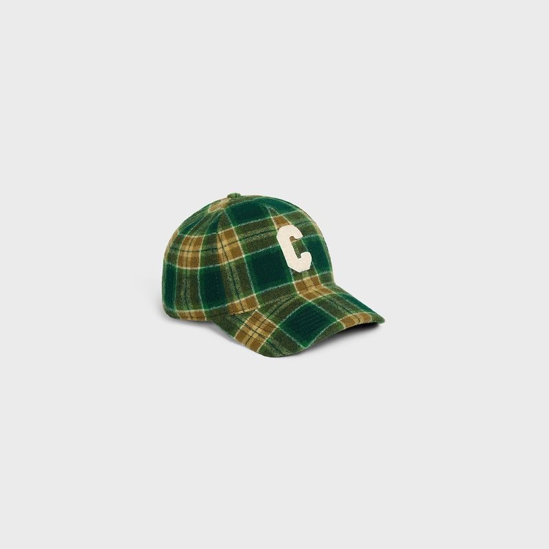 Celine Initial Snapback In Checked Wolle Kappe Mehrfarbig | CL-591698