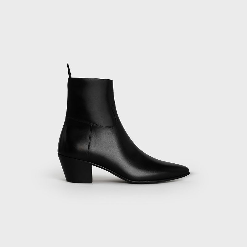 Celine Jacno Zipped In Shiny Calfskin Stiefel Schwarz | CL-591864