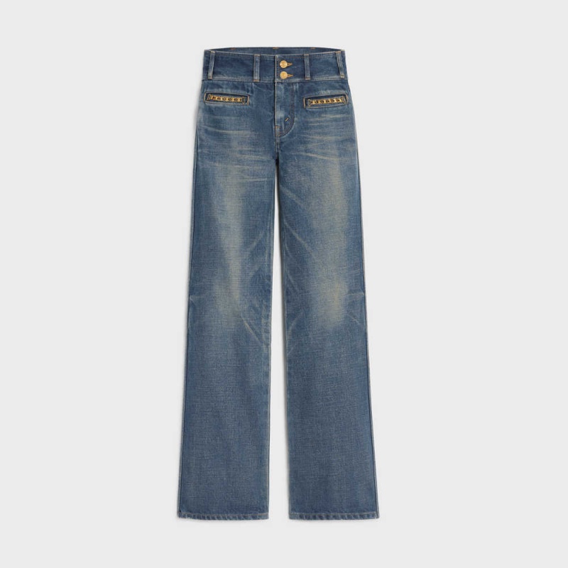 Celine Jane Flared Jeans In Dark Union Wash Denim Hose Dunkelwaschen | CL-592718