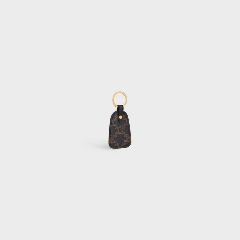 Celine Key Holder In Triomphe Canvas And Calfskin Beuteltasche Schwarz | CL-592893