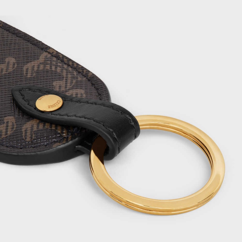 Celine Key Holder In Triomphe Canvas And Calfskin Beuteltasche Schwarz | CL-592893