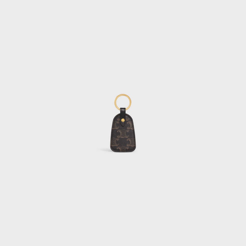 Celine Key Holder In Triomphe Canvas And Calfskin Beuteltasche Schwarz | CL-592893