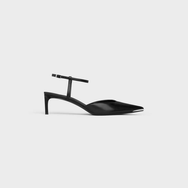 Celine Kitten With Metal Kappe In Calfskin Pumps Schwarz | CL-592565