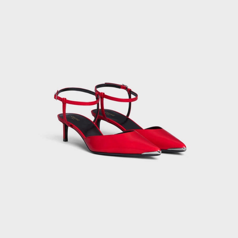 Celine Kitten With Metal Kappe In Kidskin Pumps Rot | CL-592566