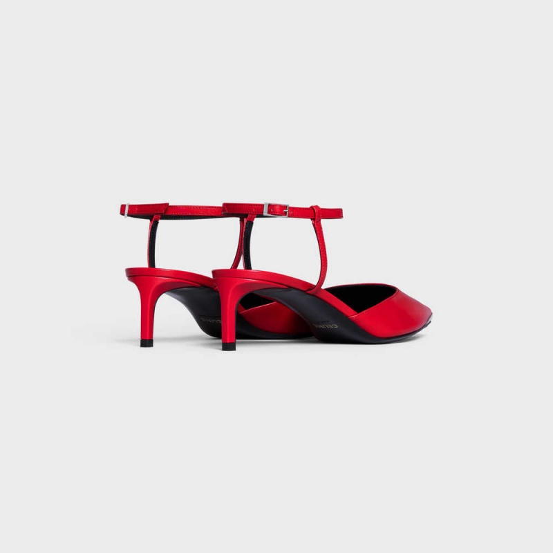 Celine Kitten With Metal Kappe In Kidskin Pumps Rot | CL-592566