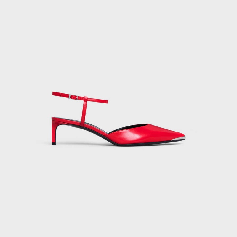 Celine Kitten With Metal Kappe In Kidskin Pumps Rot | CL-592566