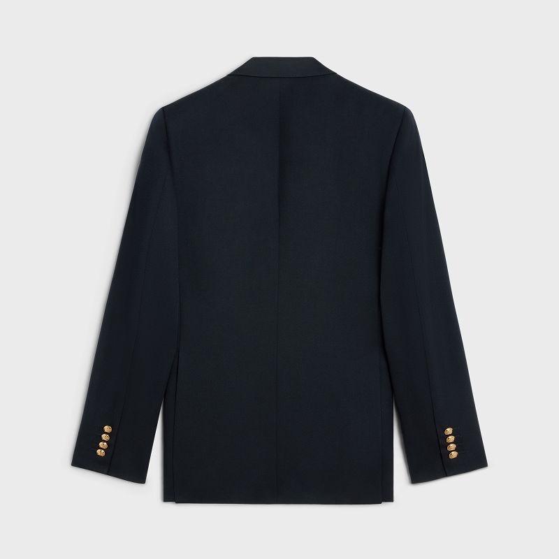 Celine Klassische In Diagonal Wolle Jacken Navy | CL-591992