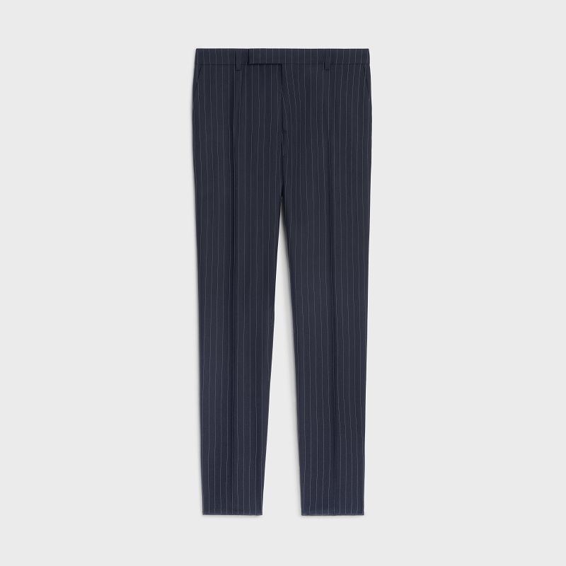 Celine Klassische In Gestreift Cashmere Wolle Hosen Blau | CL-592025