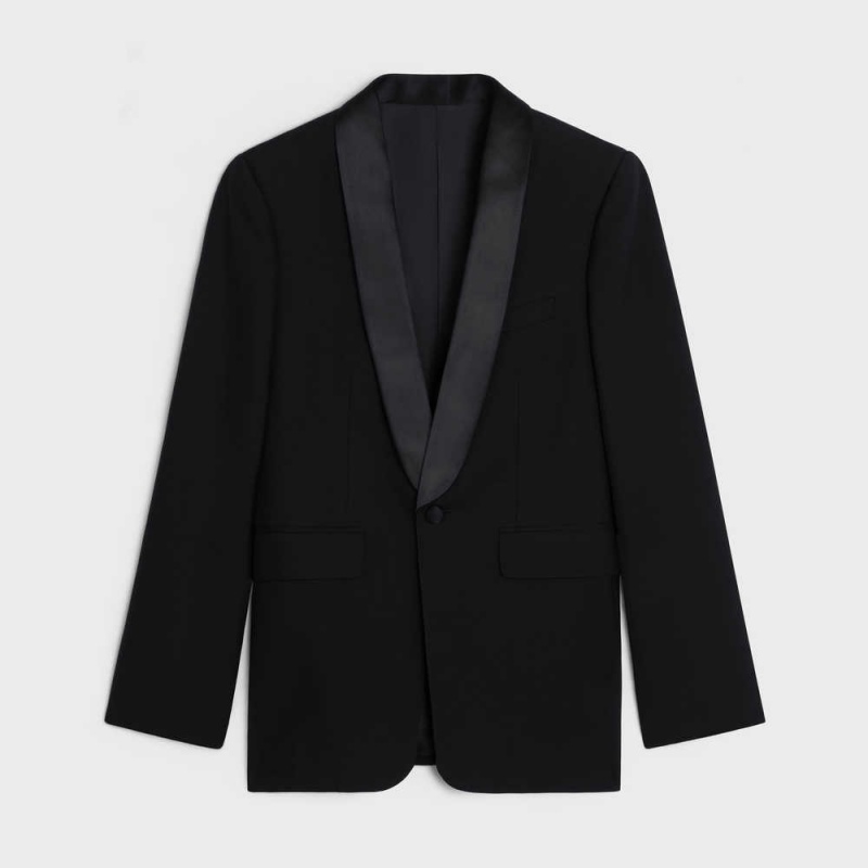 Celine Klassische Tux In Mohair And Silk Jacken Schwarz | CL-592667