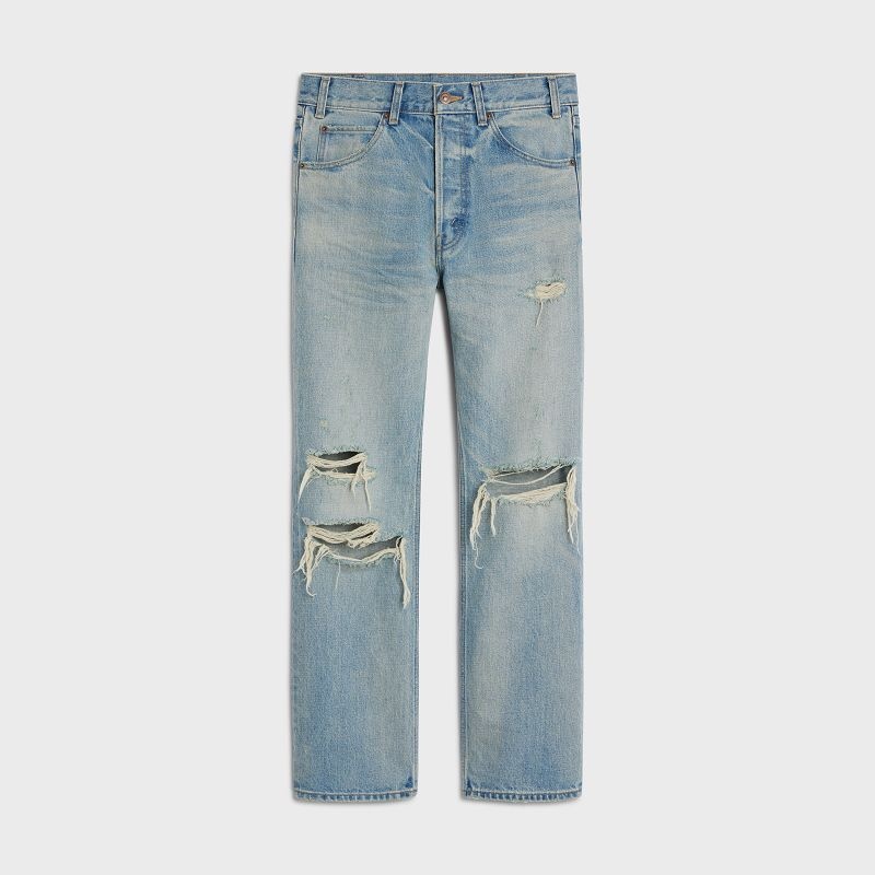 Celine Kurt Jeans In Destroyed Westside Wash Denim Hose Waschen | CL-592051