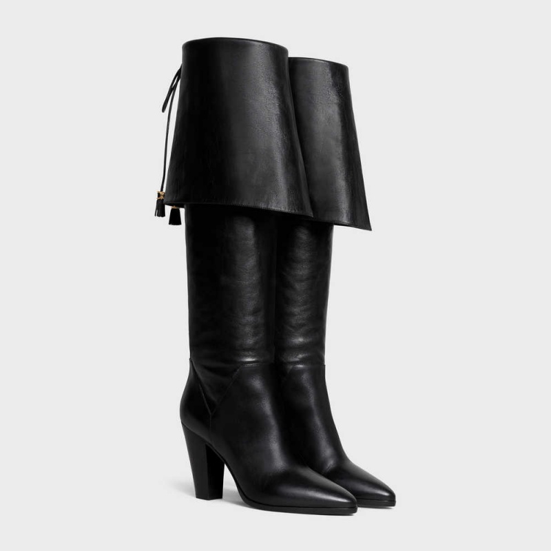 Celine La Mousquetaire High Wiltern In Calfskin Stiefel Schwarz | CL-592520