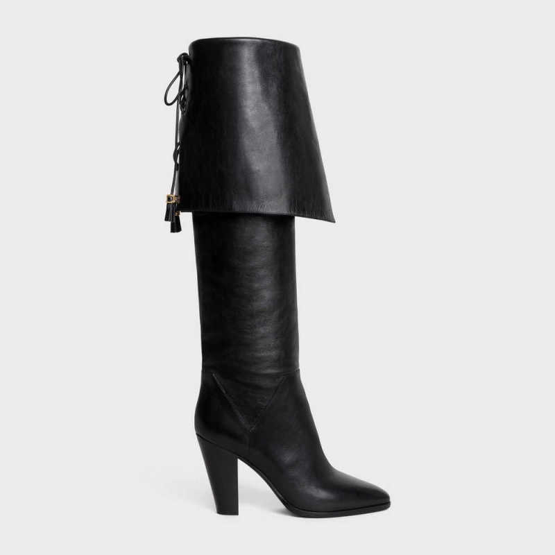 Celine La Mousquetaire High Wiltern In Calfskin Stiefel Schwarz | CL-592520