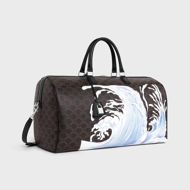 Celine Large In Triomphe Canvas With David Weiss Wave Print Reisetaschen Schwarz | CL-591819