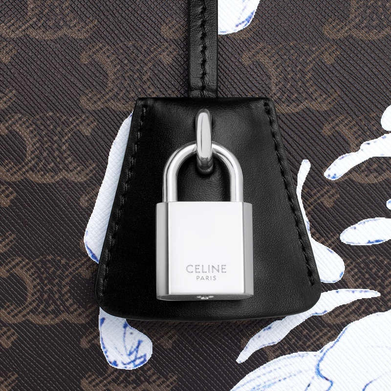 Celine Large In Triomphe Canvas With David Weiss Wave Print Reisetaschen Schwarz | CL-591819