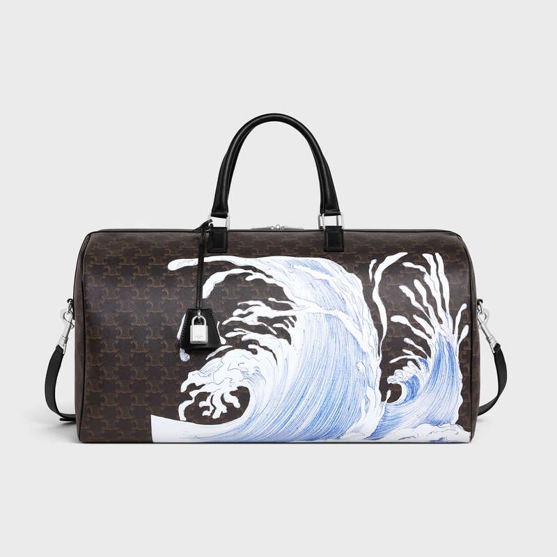 Celine Large In Triomphe Canvas With David Weiss Wave Print Reisetaschen Schwarz | CL-591819