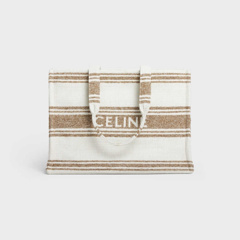 Celine Large Thais In Gestreift Textil With Jacquard Cabas Braun Braun | CL-593074