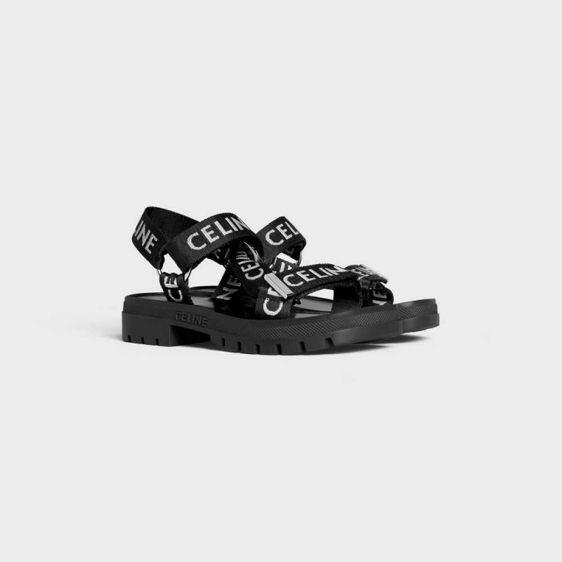 Celine Leo Riemchen In With Jacquard Sandalen Schwarz Weiß | CL-592591