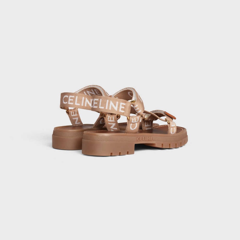 Celine Leo Riemchen In Wolle With Jacquard Sandalen Hellbeige Weiß | CL-592592