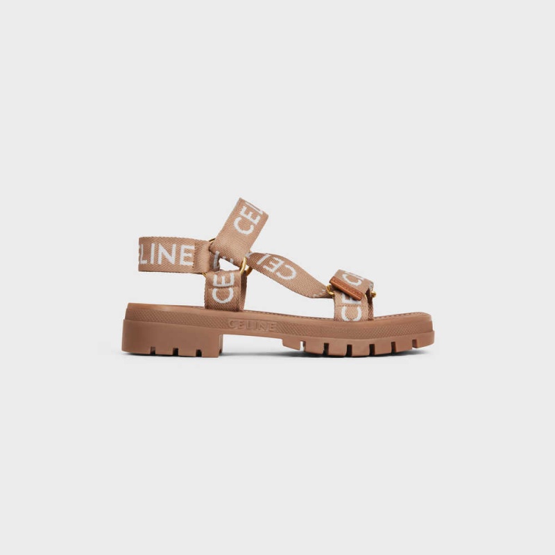 Celine Leo Riemchen In Wolle With Jacquard Sandalen Hellbeige Weiß | CL-592592