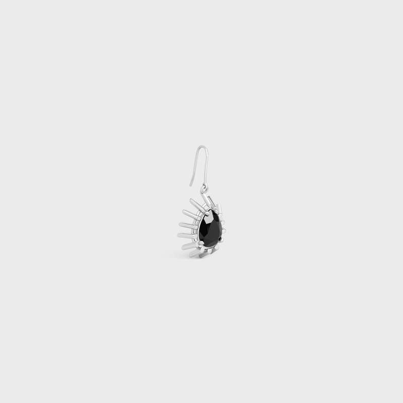 Celine Les Pierres Ear In Brass With Rhodium Finish And Black Strass Ohrringe Silber Schwarz | CL-591673