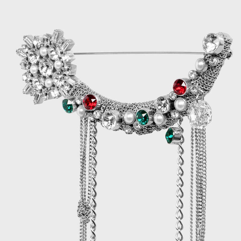 Celine Les Pierres Star Brooch In Brass With Rhodium Finish Ohrringe Mehrfarbig | CL-591675