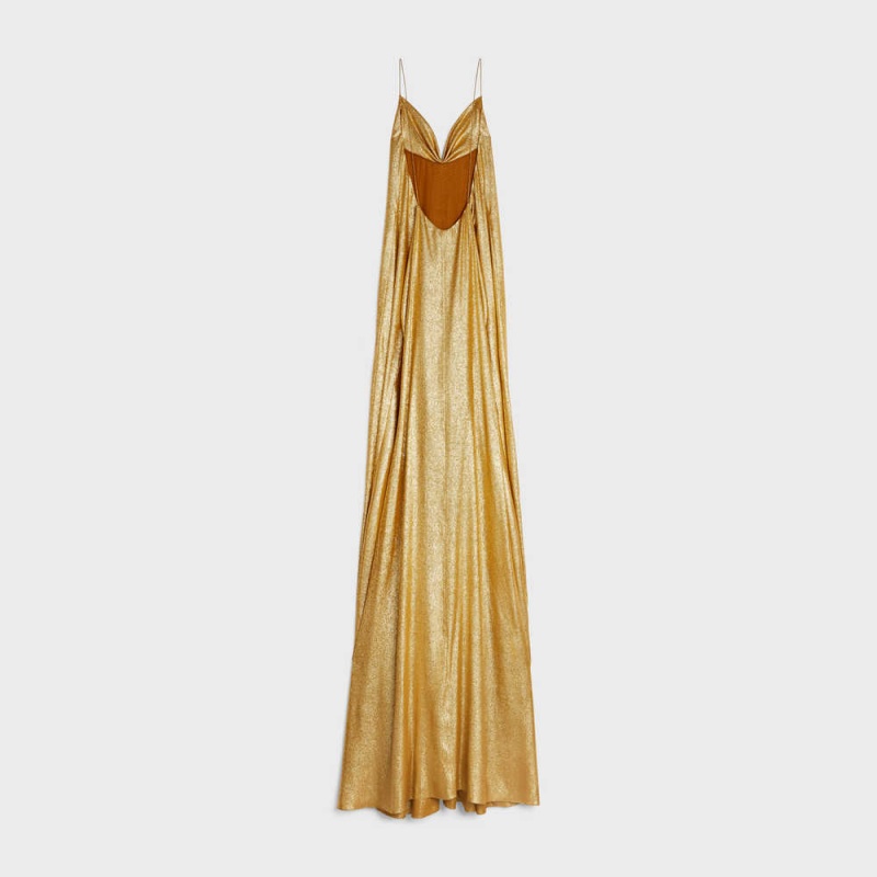 Celine Lingerie In Crepe Lamé Kleid Gold | CL-592864