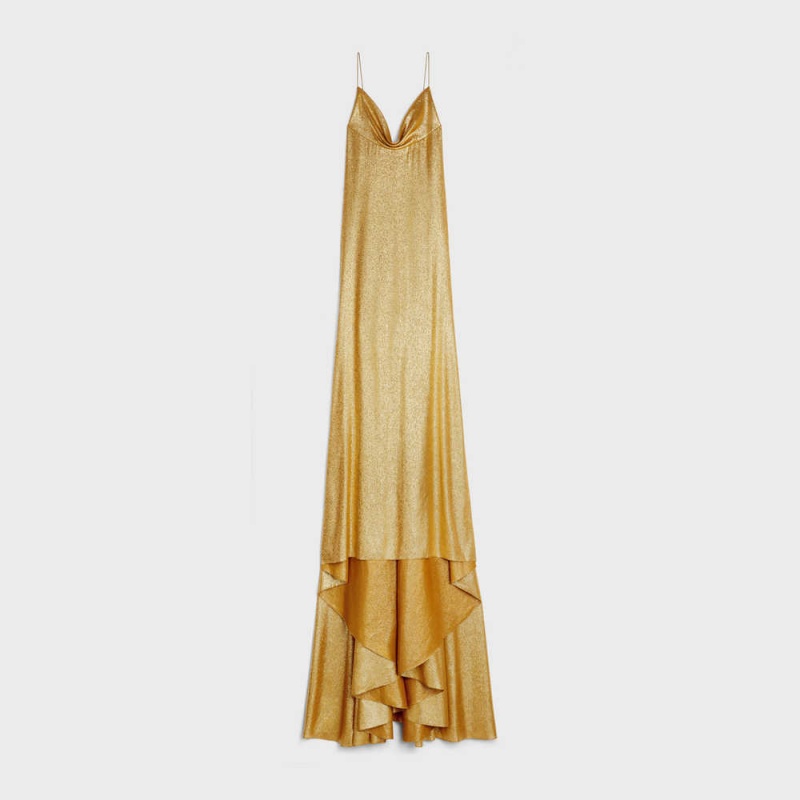 Celine Lingerie In Crepe Lamé Kleid Gold | CL-592864