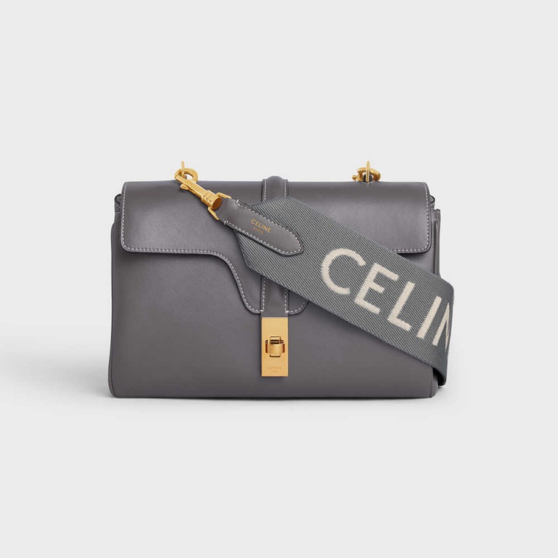 Celine Long Riemen In Wolle With Jacquard Kleine Lederwaren Grau Weiß | CL-592908