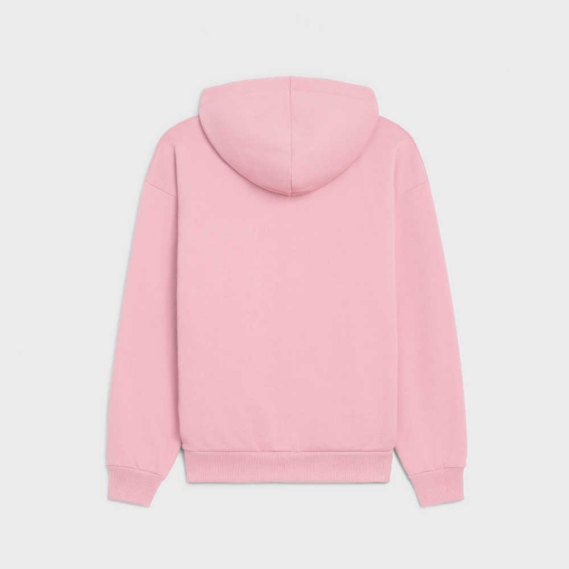 Celine Loose Hoodie In Baumwoll Fleece Sweatshirts Rosa Weiß | CL-592806