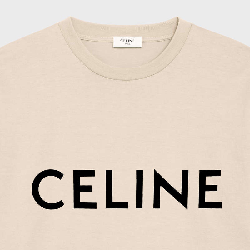 Celine Loose In Baumwoll Jersey T-shirt Grau Beige Schwarz | CL-592138