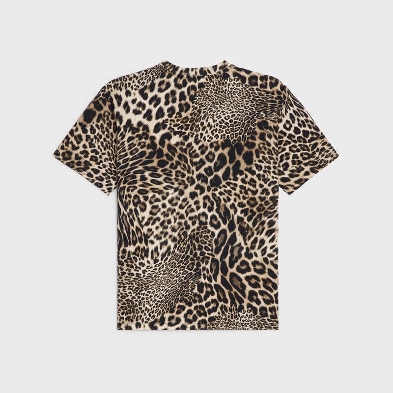 Celine Loose In Baumwoll Jersey T-shirt Leopard | CL-592135