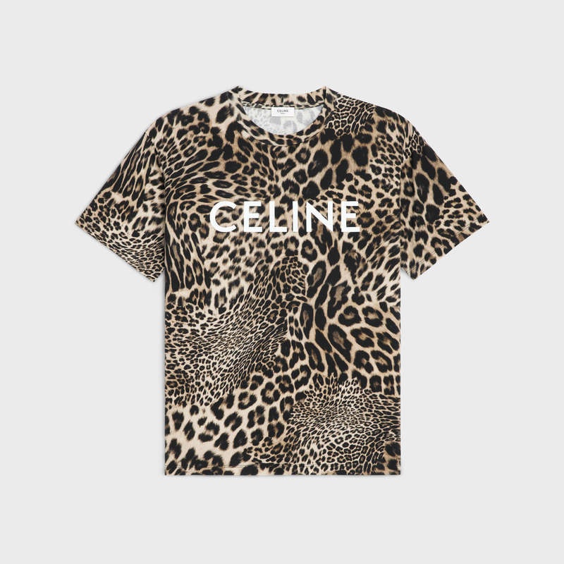 Celine Loose In Baumwoll Jersey T-shirt Leopard | CL-592135