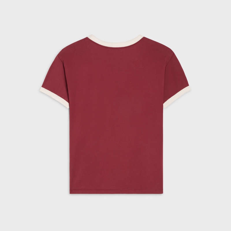 Celine Loose In Baumwoll Jersey T-shirt Rot Lila Weiß | CL-592126