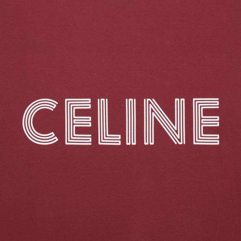 Celine Loose In Baumwoll Jersey T-shirt Rot Lila Weiß | CL-592126