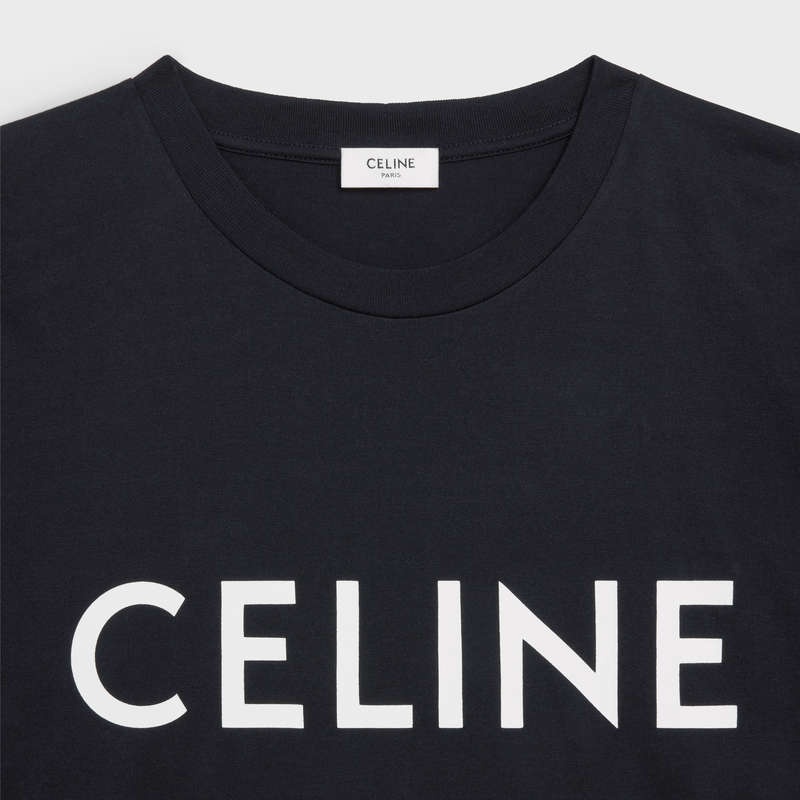 Celine Loose In Baumwoll Jersey T-shirt Schwarz Weiß | CL-592137