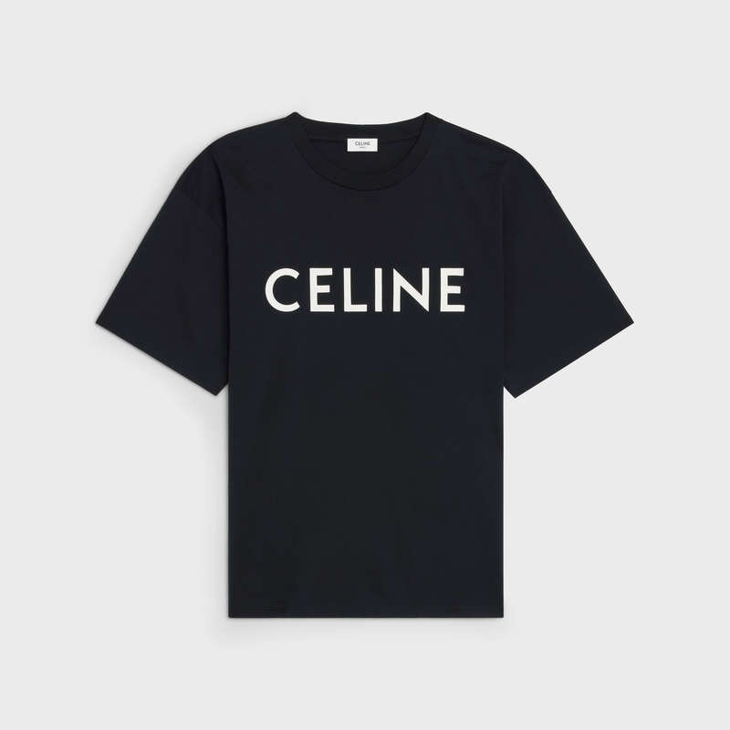 Celine Loose In Baumwoll Jersey T-shirt Schwarz Weiß | CL-592137