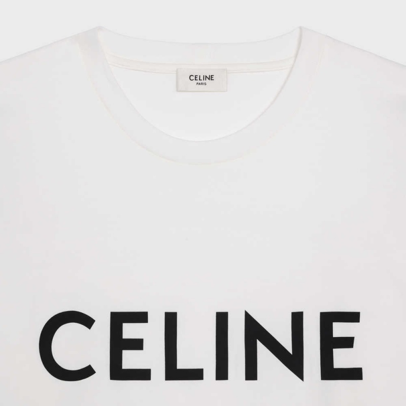 Celine Loose In Baumwoll Jersey T-shirt Weiß | CL-592795