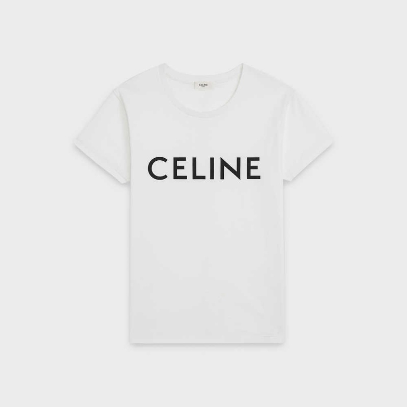 Celine Loose In Baumwoll Jersey T-shirt Weiß | CL-592795