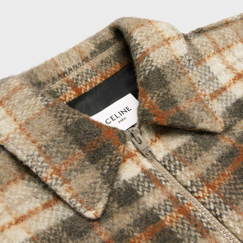 Celine Loose Teddy In Brushed Checked Tweed Blousons Mehrfarbig | CL-591940