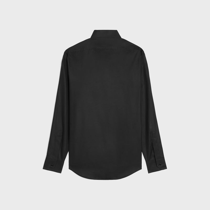 Celine Loose With Inverted Collar In Baumwoll Poplin Hemd Schwarz | CL-592165