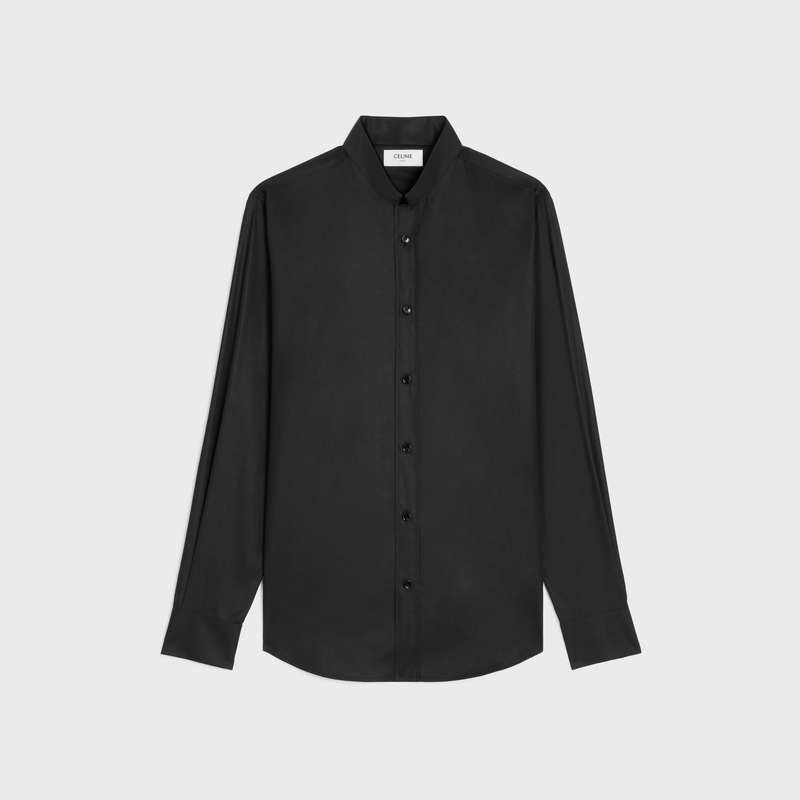 Celine Loose With Inverted Collar In Baumwoll Poplin Hemd Schwarz | CL-592165