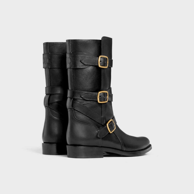 Celine Lyra Triple Buckles In Calfskin Stiefel Schwarz | CL-592500