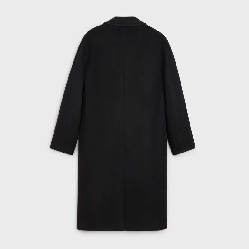 Celine Mac In Double Face Cashmere Wolle Mäntel Schwarz | CL-591976