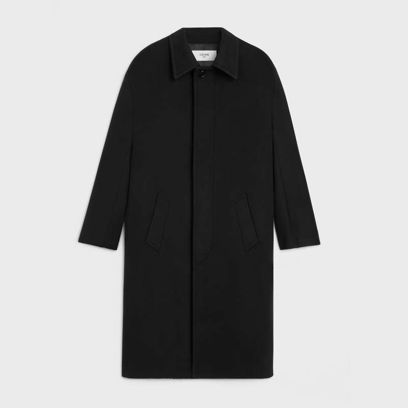 Celine Mac In Double Face Cashmere Wolle Mäntel Schwarz | CL-591976